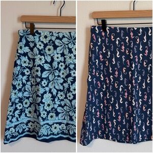 Two! J. Jill elastic pull-on skirt with Floral and Seahorse Prints